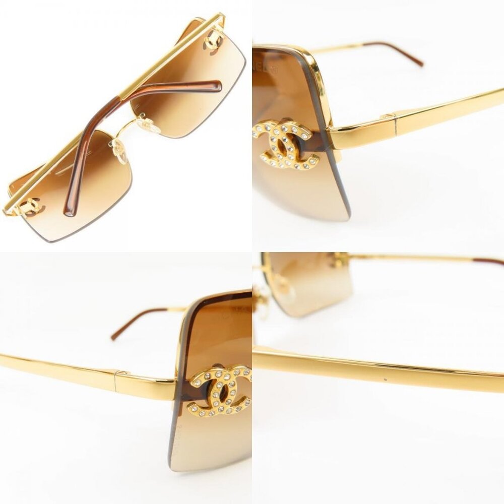 ✨ RARE Chanel Vintage Sunglasses Rhinestone CC Logo Rimless Gradient Gold Y2K - Picture 7 of 12